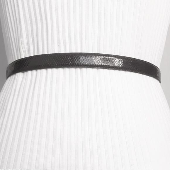 Serp Skinny Snake Skin Belt Womens XSmall Waist Darkest Brown 1993 Buckle Added - Picture 3 of 11